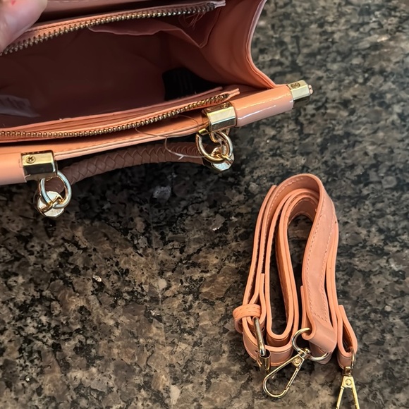 Bebe Peach and gold Mini Bag with Crocodile Embossed Pattern crossbody NWT - Picture 7 of 11